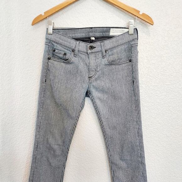 Rag & Bone The "Tomboy" Black & White Striped Skinny Jeans Size 25 - Picture 4 of 12